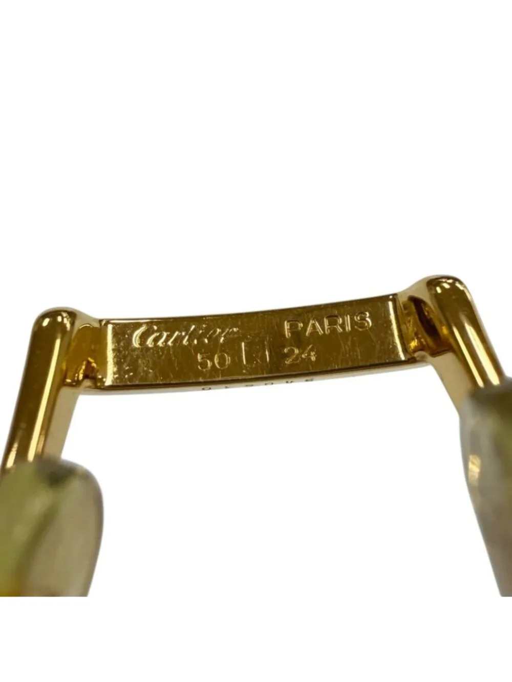 Cartier Vintage Square Logo Eyewear Sunglasses Gold Bordeaux Blue